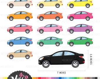 30 Colors Travel/ Car Clipart. School Clipart planner sticker Clipart - Instant Download