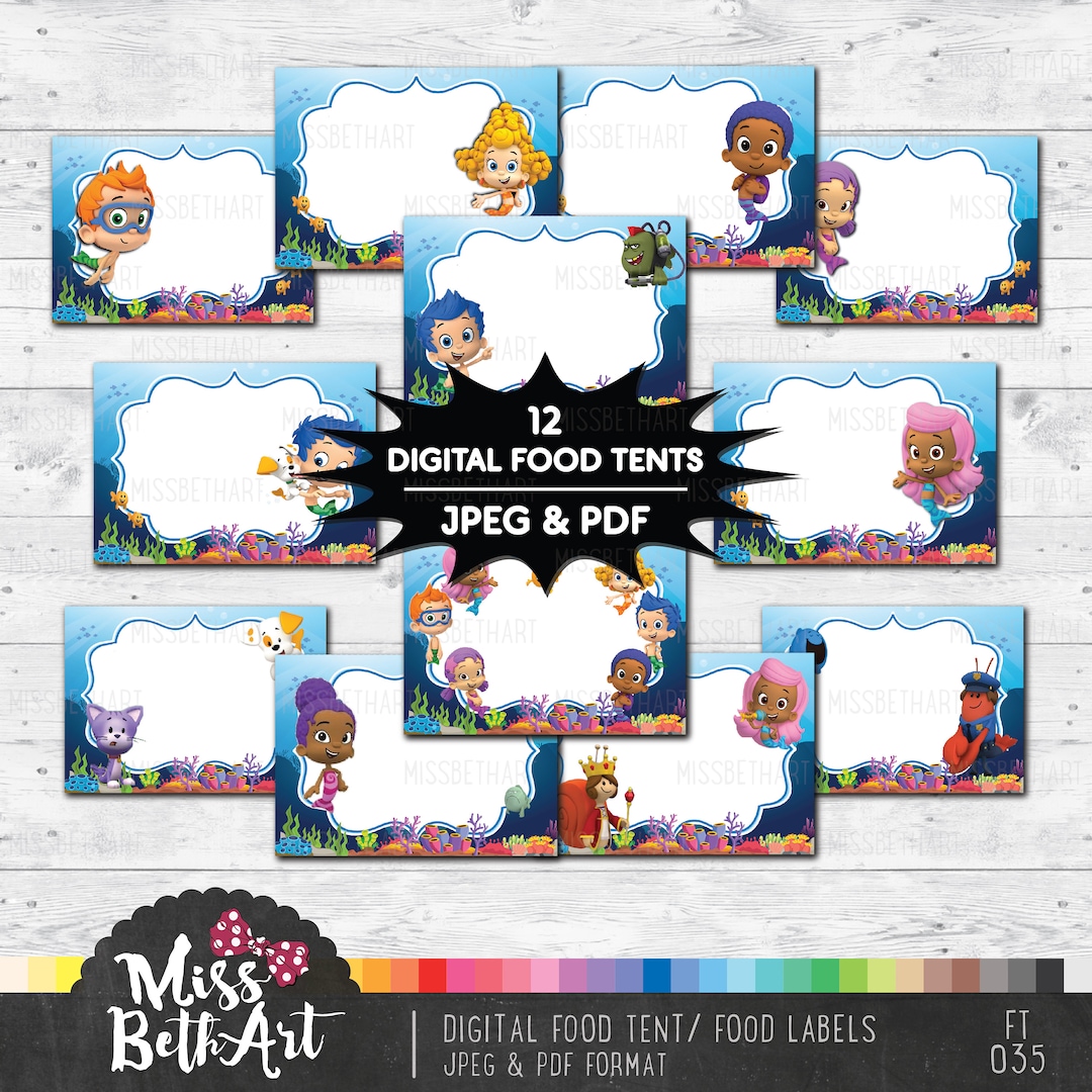 Instant Download - Digital Bubble Guppies Food Labels, Undersea Food ...