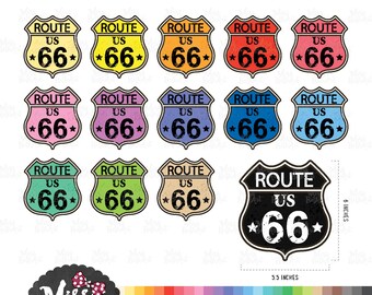 30 Colors Vintage Route 66 Clipart. Planner Clipart. School Clipart. Learning Clipart - Instant Download