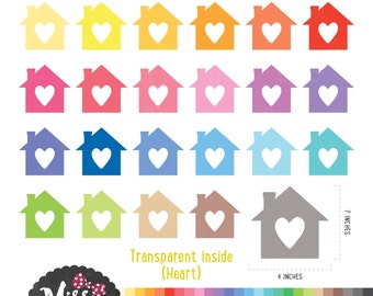 30 Colors Love House Clipart. Planner sticker Clipart. . School Bulletin board Clipart - Instant Download