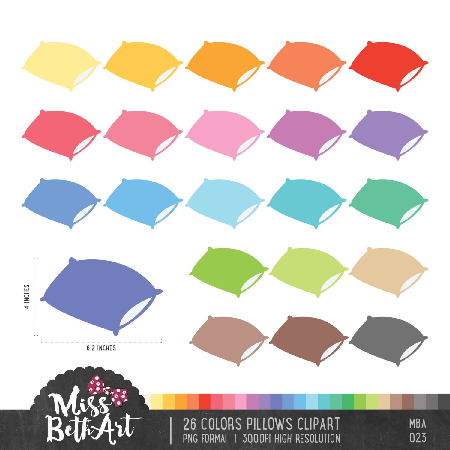 26 Colors Pillows Clipart. Planner sticker Clipart. Learning Clipart. School learning Clipart - Instant Download