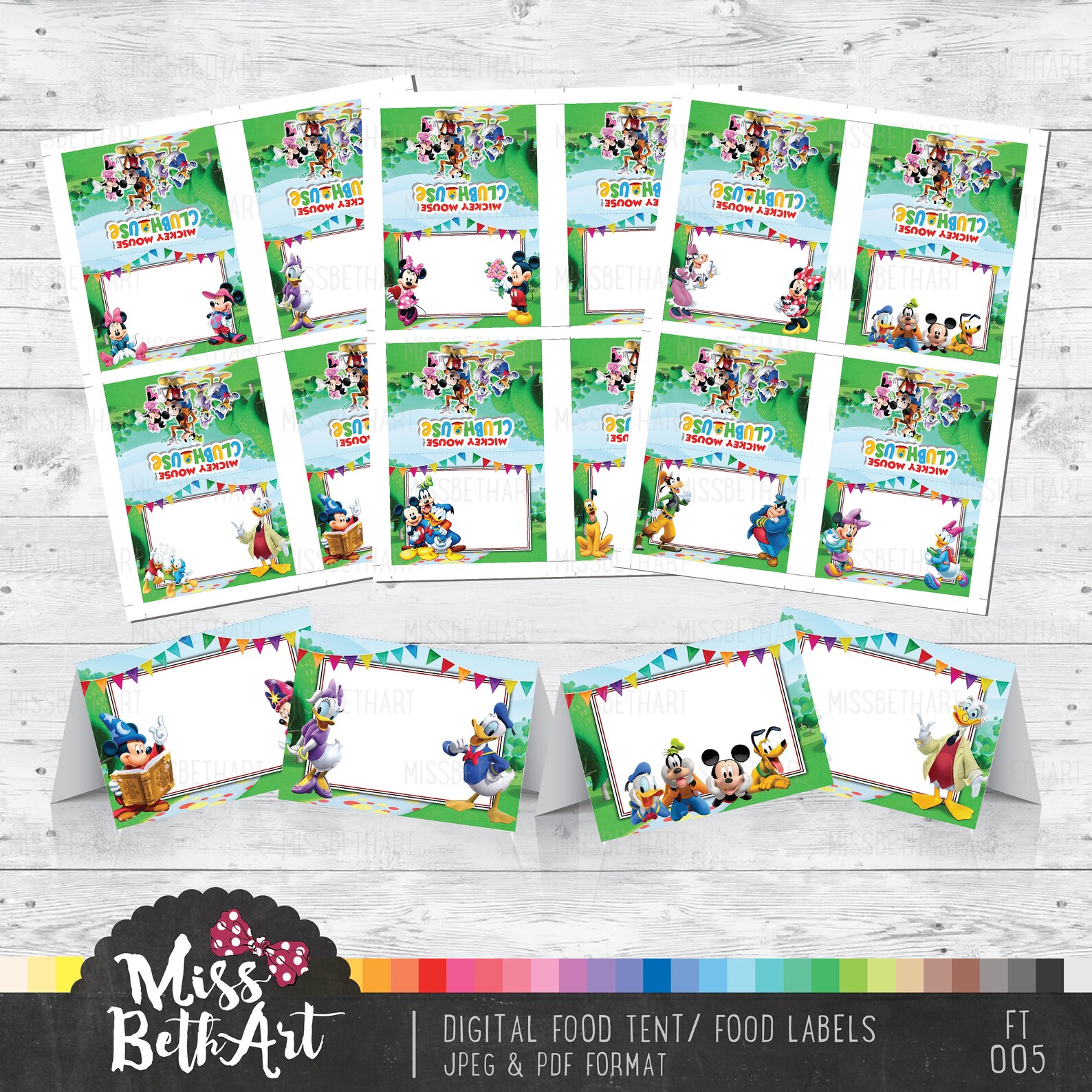 Instant Download Digital Mickey Mouse Food Labels, Food Tent, Birthday ...