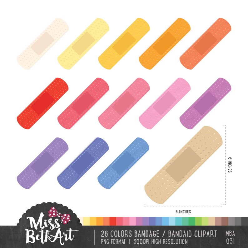 26 Colors Band Aid Clipart Instant Download | Etsy