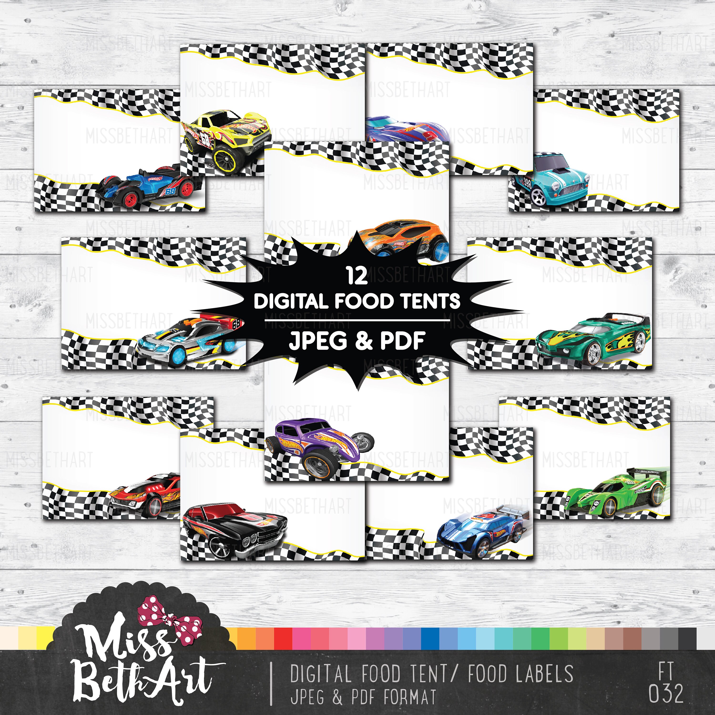 Instant Download Digital Race Car Labels, Food Tent, Birthday Party ...