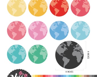 28 Colors Globe Clipart - Instant Download