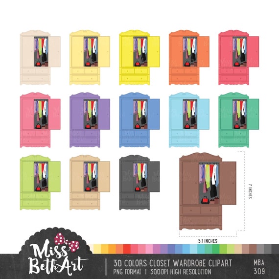 30 Farben Schrank Kleiderschrank Schrank Clipart Instant Etsy