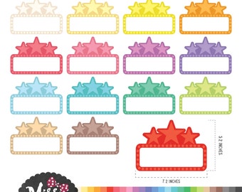 30 Colors Movie Marquee Clipart. Planner Clipart sticker School Bulletin board Clipart - Instant Download