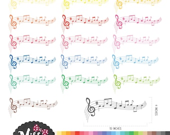 30 Colors Music Note Clipart. Planner sticker Clipart . School Bulletin board Clipart - Instant Download