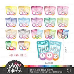 30 Farben Bingo Clipart. 40 PNG-Dateien. Schule lernen Clipart Planer Aufkleber Basteln - Instant Download