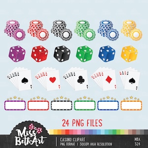 Imágenes prediseñadas de casino. Imágenes prediseñadas de dados. Imágenes prediseñadas de cartas. Imágenes prediseñadas de fiesta para adultos. Imágenes prediseñadas de aprendizaje escolar - Descarga instantánea