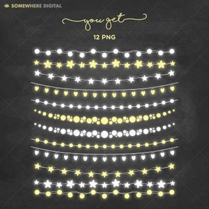 String lights clipart Fairy lights clip art Wedding lights clipart Party lights Digital string light Scrapbooking invites Instant download image 2