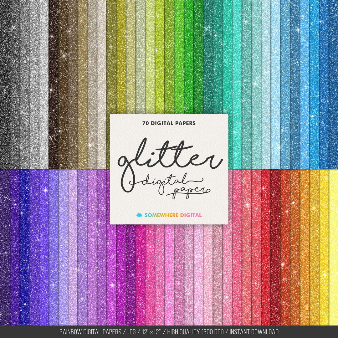 Glitter Digital Paper Rainbow Glitter Printable Glitter Scrapbooking ...