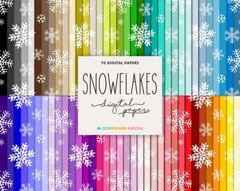 Regenbogen Schneeflocken Digitales Papier: Weihnachten Scrapbooking (Digitaler Download)