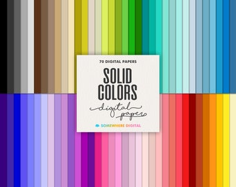 May include: 70 digital papers in a rainbow of solid colors. Each paper is 12 inches by 12 inches and 300 DPI.  The papers are perfect for scrapbooking, card making, and other craft projects.