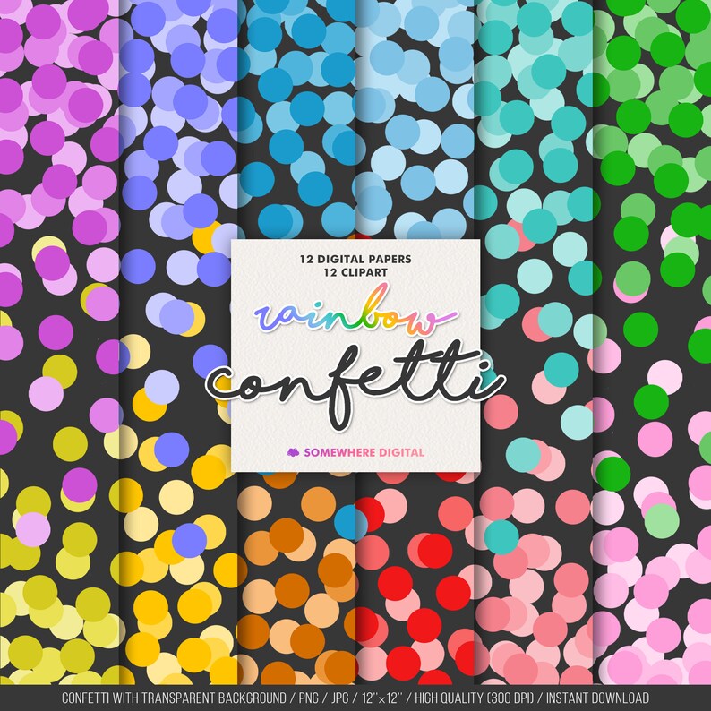 Confetti Clipart Confetti Digital Paper Rainbow Confetti Clipart