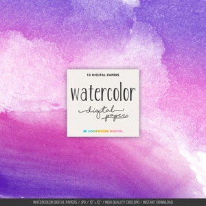 Watercolor background digital paper pack Watercolor textures for scrapbooking papers Ombre textures Instant download