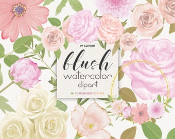 Clipart fiori dell'acquerello Clipart fiori Fiore dell'acquerello stampabile PNG floreale Blush fiori clipart Bouquet di Pasqua Download immediato