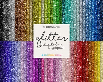 Rainbow Glitter Digital Paper: Sparkly Scrapbook Backgrounds (Digital Download)