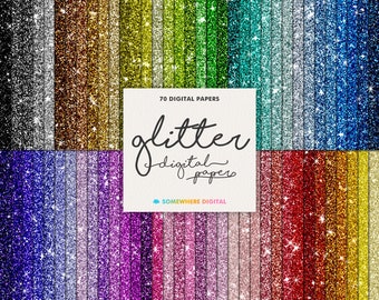 Glitter digital paper Glitter papers pack Rainbow printable Digital scrapbooking Rainbow colors background Sparkly glitters Printable papers