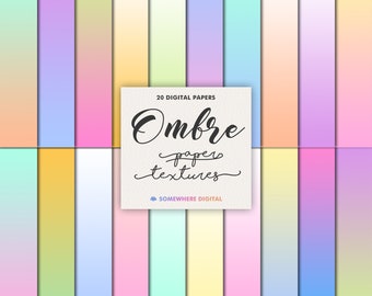 Pastel Ombre Digital Paper: Rainbow Textures (Digital Download)
