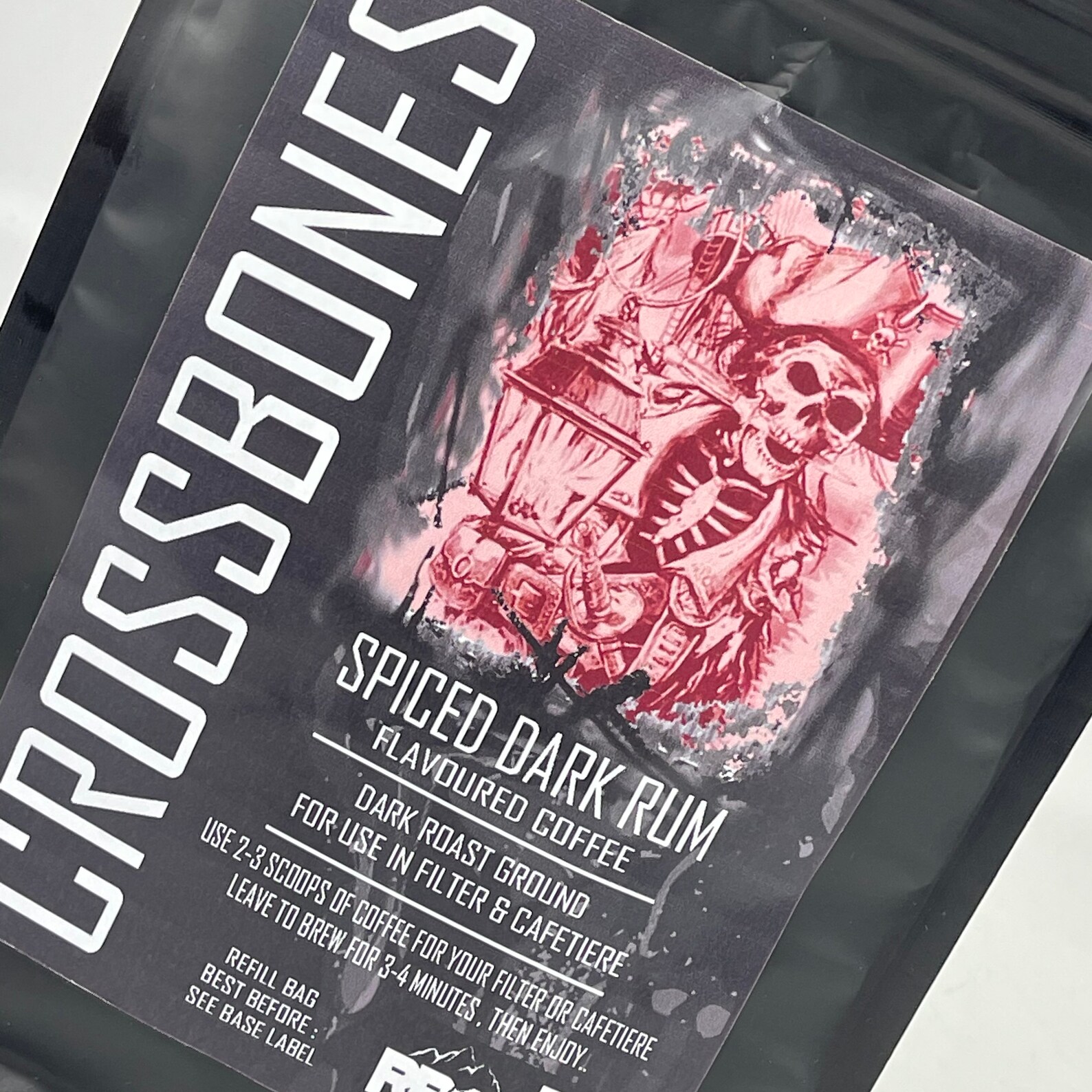 Crossbones Spiced Dark Rum Coffee Flavoured Medium Ground Etsy