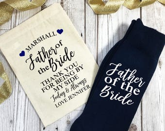 Personalisierter Vater der Braut Hochzeit Morgensocken Farbwahl mit Geschenktasche Danke für das Sein an meiner Seite