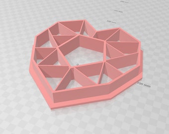 Geometric Heart Valentines Cookie Cutter STL archivo de corte de galletas - Archivo digital