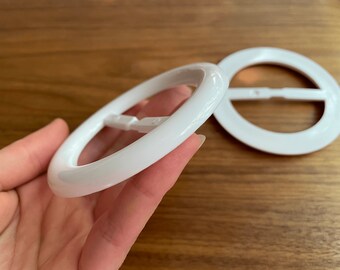 BELT RING craft 2PSC set white, round plastic sewing "button"