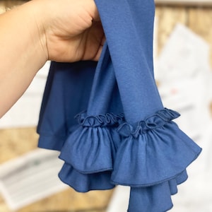 Double FLARE Denim ruffle girls leggings, newborn ruffle leggings, stretchy knit ruffle icings, baby ruffle leggings, autumn layering pant