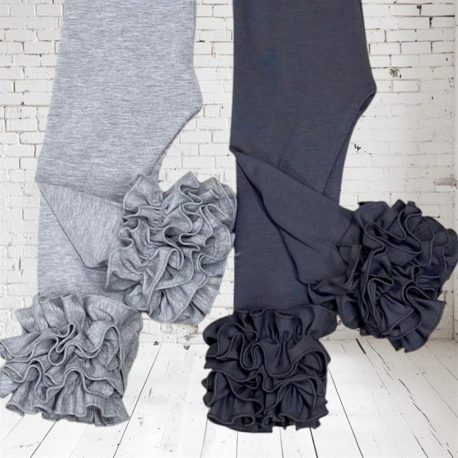 Triple ruffle knit leggings heather gray charcoal gray, baby ruffle leggings, solids ruffle leggings, layering pants, preemie pants