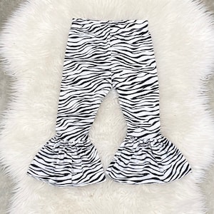 MRULIC pants for women Womens Casual Zebra-Striped Prints Flare