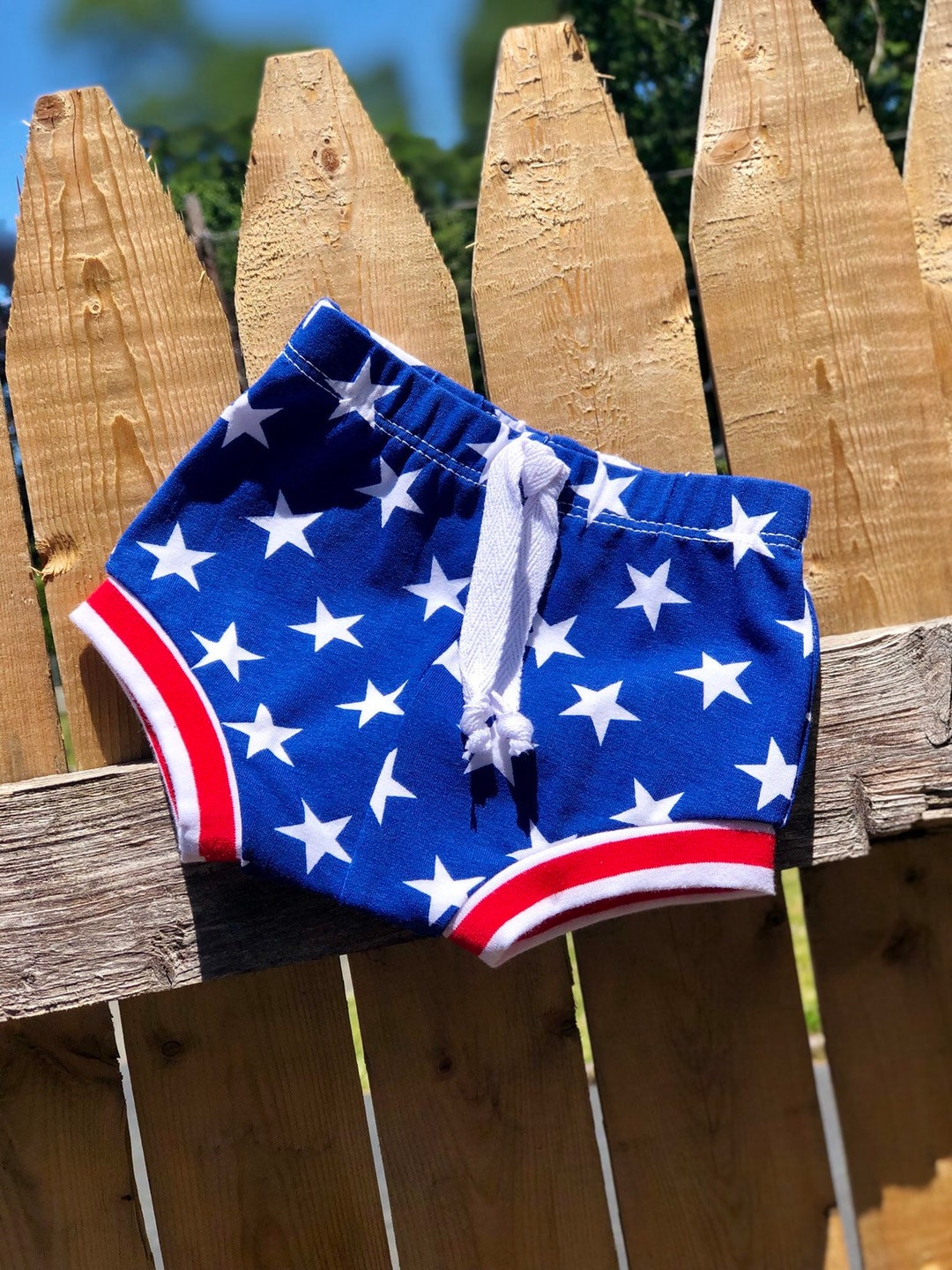 Blue White Stars Shorts, American Flag Unisex Shorts, Memorial Day ...