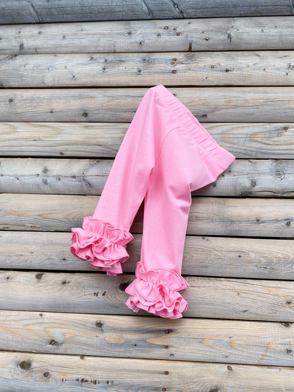 Baby Loren Girls Red Leggings with Pink Gingerbread House Ruffle Top