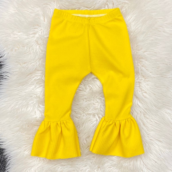 Bell pants, bell bottoms, birthday yellow pants, yellow newborn bell leggings, toddler birthday outfit, yellow pants