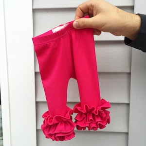Double ruffle girls leggings, newborn ruffle leggings, stretchy knit ruffle icings, baby ruffle leggings, spring layering pants, easter