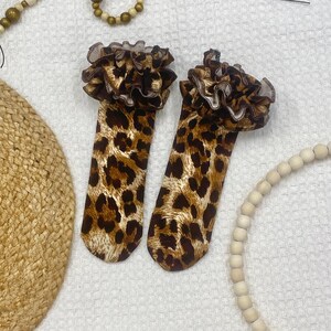 Animal print ruffle socks, knee high ruffle socks kids, toddler boho cheetah socks, baby leg warmers, ruffle socks baby girl