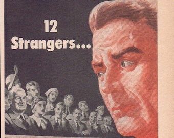 1949 12 Strangers American Fore Insurance Original Vintage Advertisement
