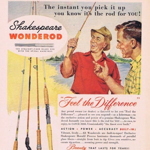 1958 Shakespeare Wonderod Feel the Difference Fishing Rod Original