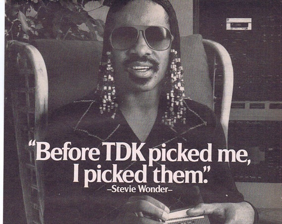 Stevie Wonder and TDK Cassette Tapes 1980 Original Advertisement