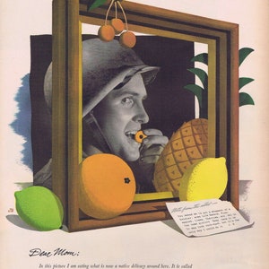 1944 World War 2 Soldier and Life Savers Candy Original Vintage Advertisement Buy at the Post Exchange Very Neat Artwork