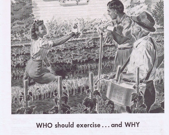 1943 Who Should Exercise and Why Pretty Girl in Garden Metropolitan Life Insurance Company Original Vintage Advertisement