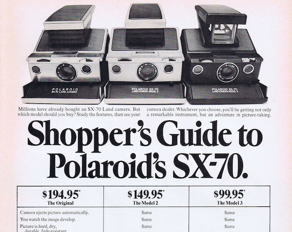 1975 Shopper’s Guide to Polaroid’s SX-70 Land Cameras Original Vintage Advertisement