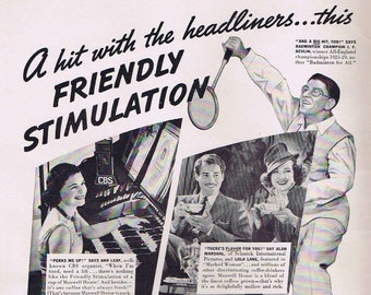 Badminton Champion J.F. Devlin Maxwell House Coffee 1937 Old Advertisement