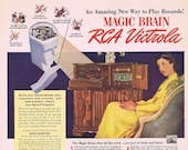 1942 RCA Magic Brain Victrola Record Player Vintage Ad with Rose Bampton