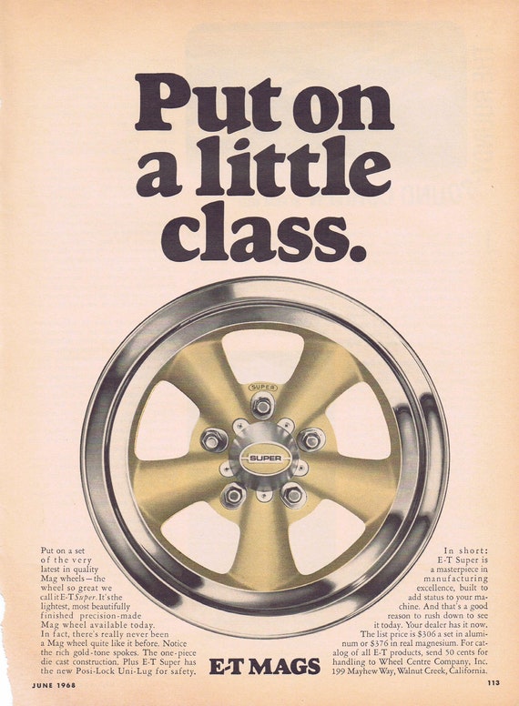 1968 ET-Super Wheel Mags for Cars Original Vintage Advertisement