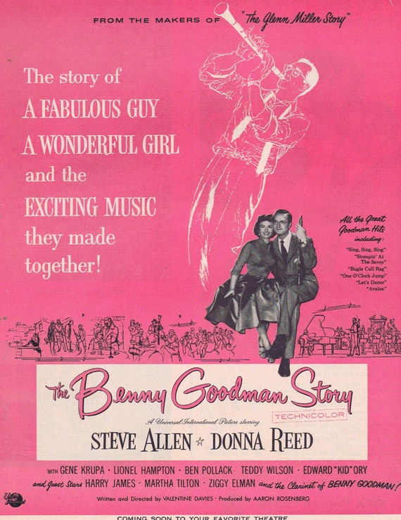 The Benny Goodman Story Original 1956 Vintage Movie Ad with Steve Allen and Donna Reed