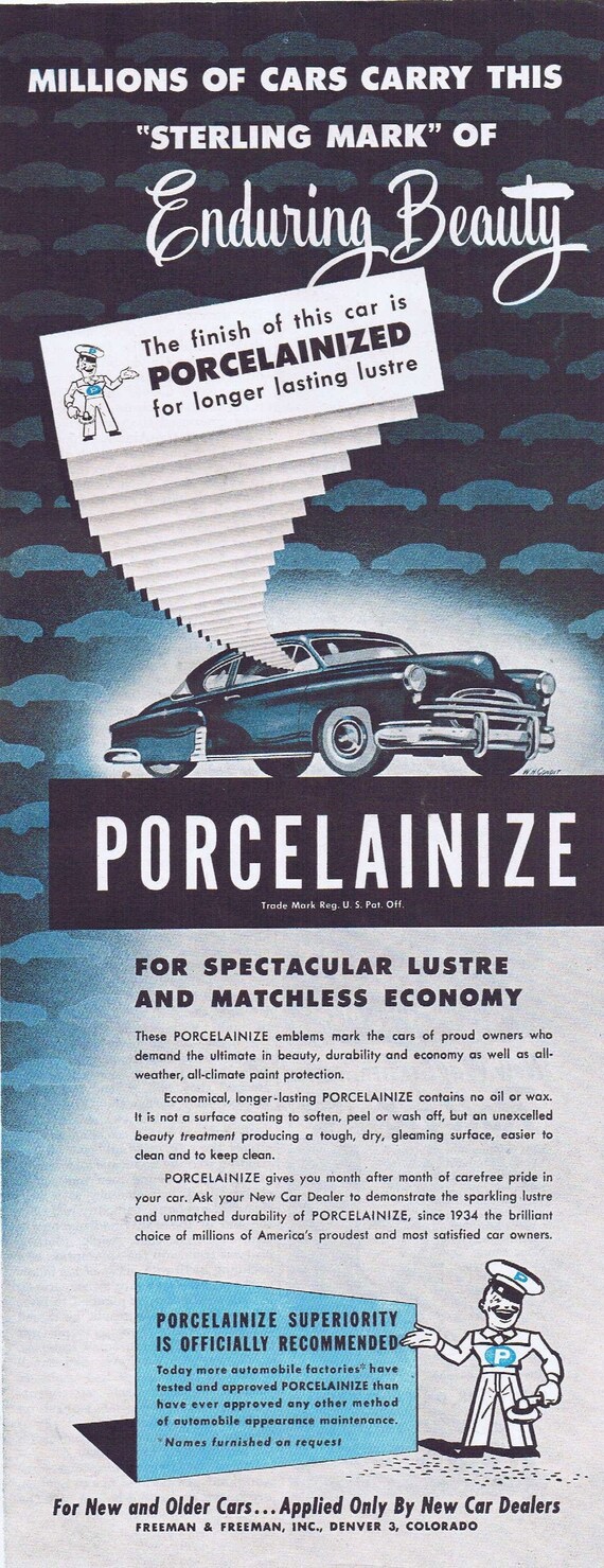 1950 Porcelainize Automobile Enduring Beauty Coating Original Vintage Advertisement