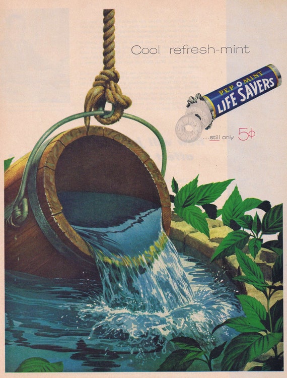 1957 Pep O Mint Life Savers 5 Cent Original Vintage Advertisement