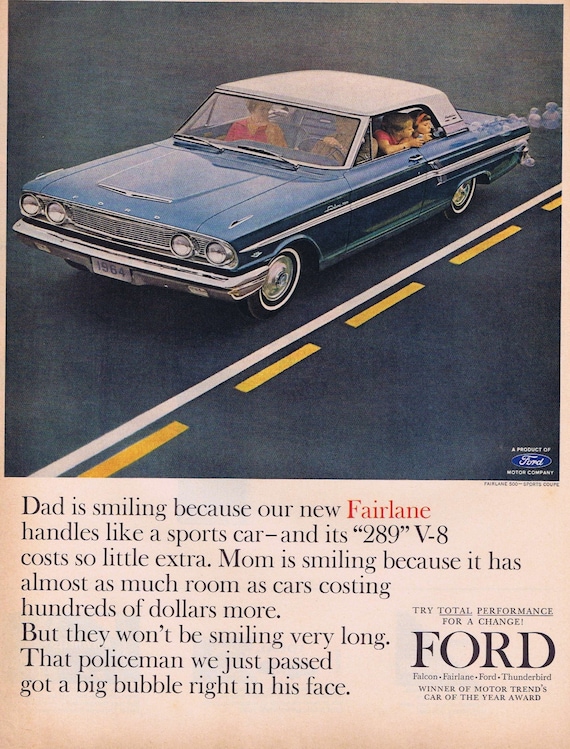 1964 Ford Fairlane 500 Sports Coupe Original Vintage Advertisement