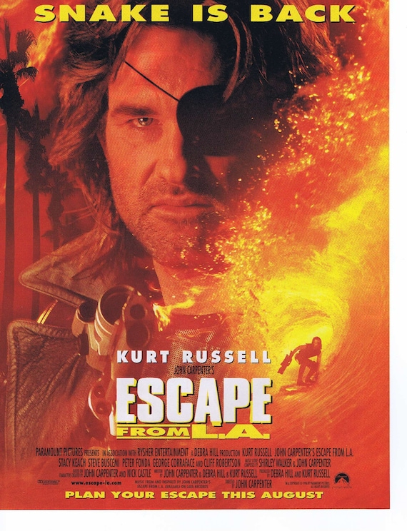 Escape from L.A. 1996 Original Movie Ad with Kurt Russell the Snake is Back